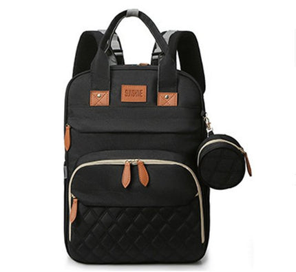 Black quilted diaper backpack