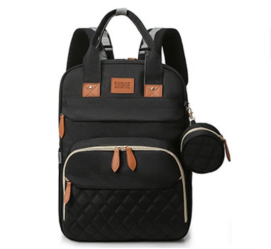 Black quilted diaper backpack