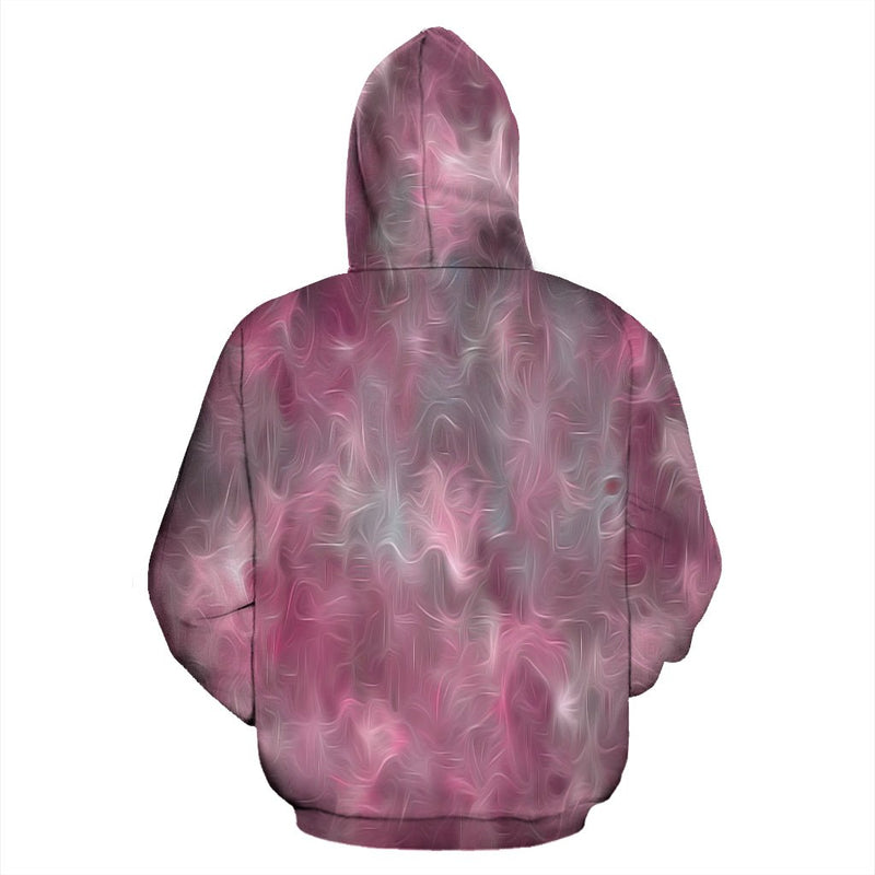 Chic Pink and Gray Fusion Pullover Hoodie - Carbone&