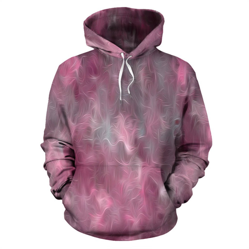 Chic Pink and Gray Fusion Pullover Hoodie - Carbone&