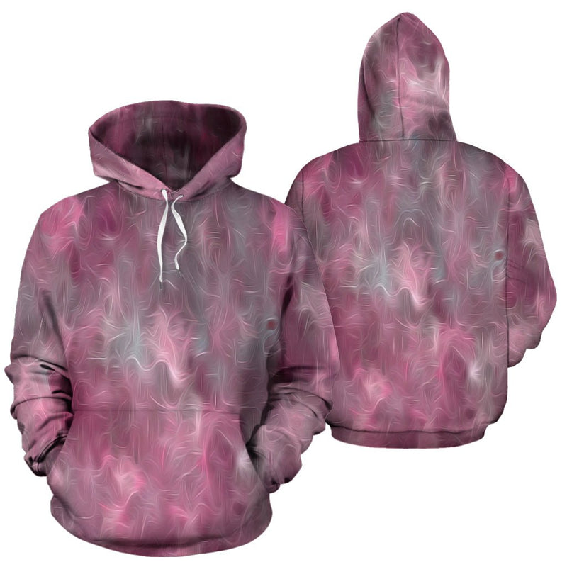 Chic Pink and Gray Fusion Pullover Hoodie - Carbone&