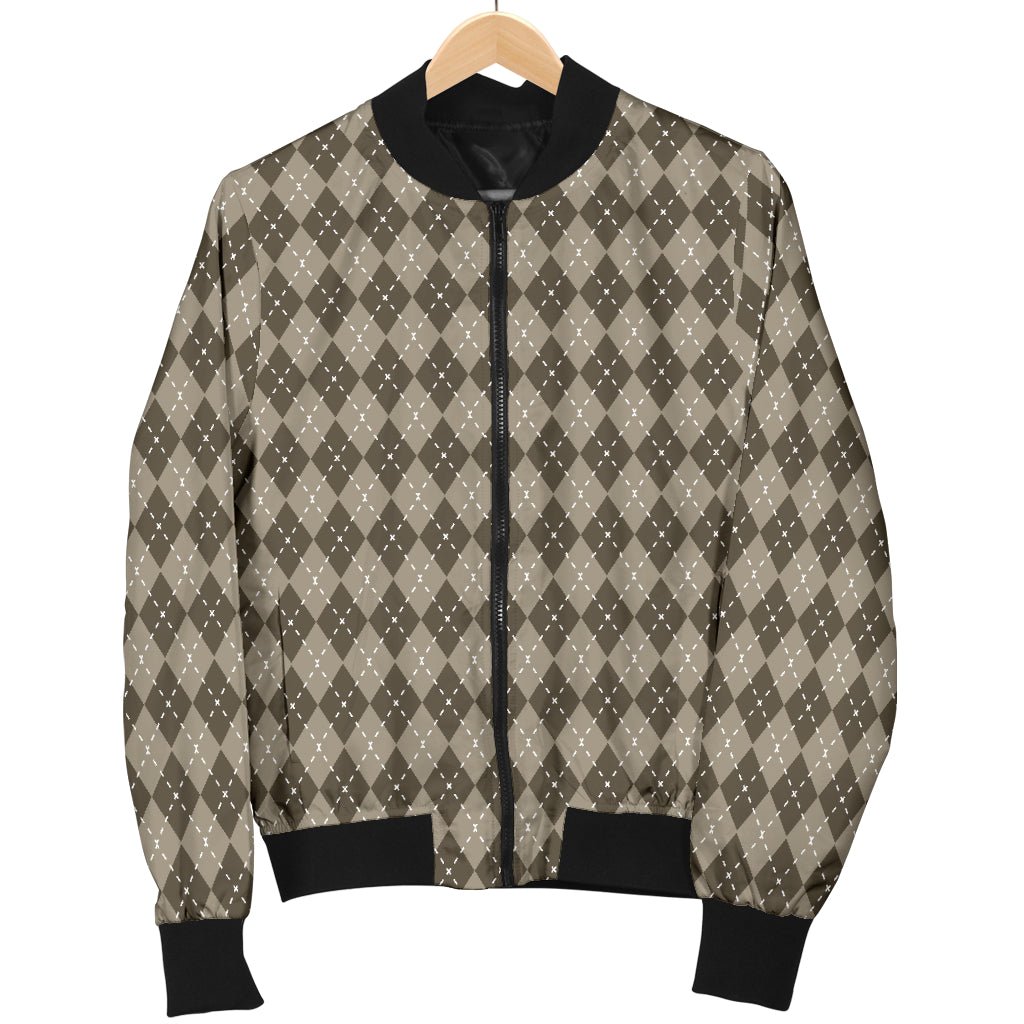 Chocolate Argyle Mens Bomber Jacket - Carbone's Marketplace