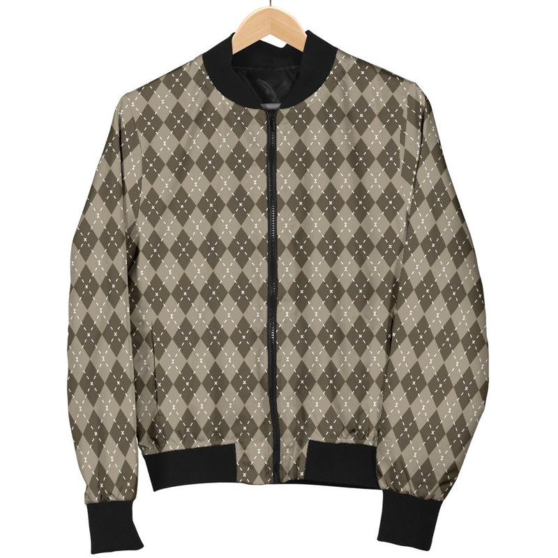 Chocolate Argyle Mens Bomber Jacket - Carbone&