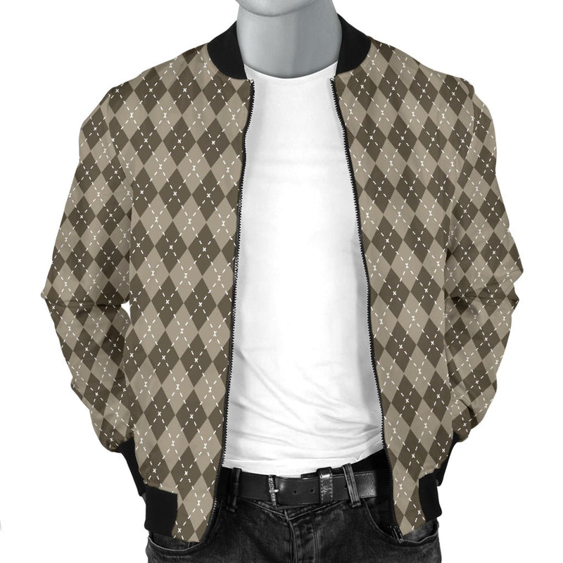 Chocolate Argyle Mens Bomber Jacket - Carbone&