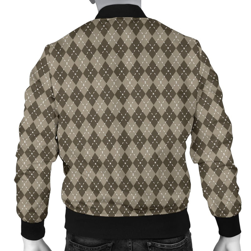 Chocolate Argyle Mens Bomber Jacket - Carbone&