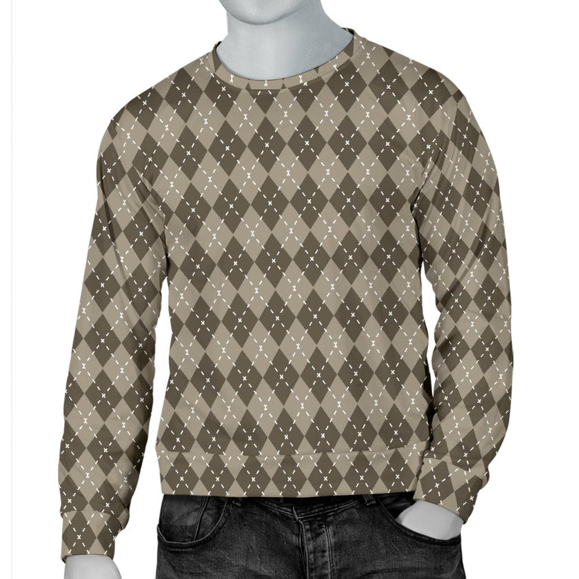 Chocolate Argyle Mens Sweater - Carbone's Marketplace