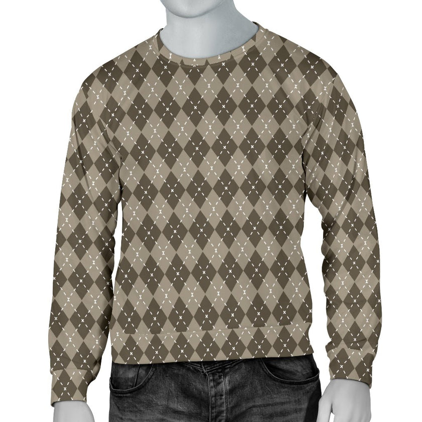 Chocolate Argyle Mens Sweater - Carbone's Marketplace