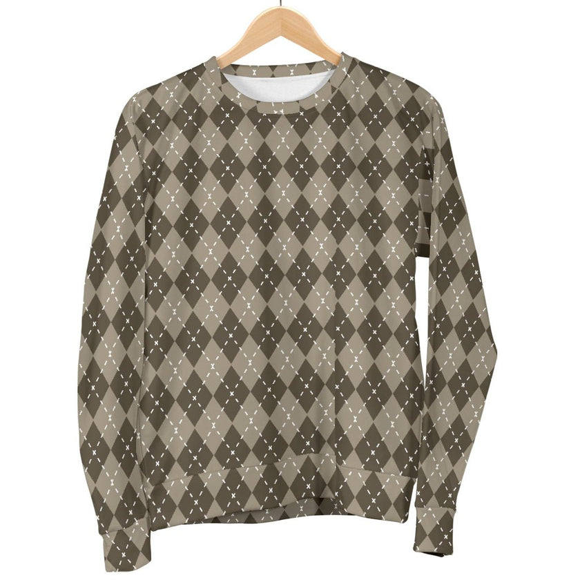 Chocolate Argyle Mens Sweater - Carbone's Marketplace