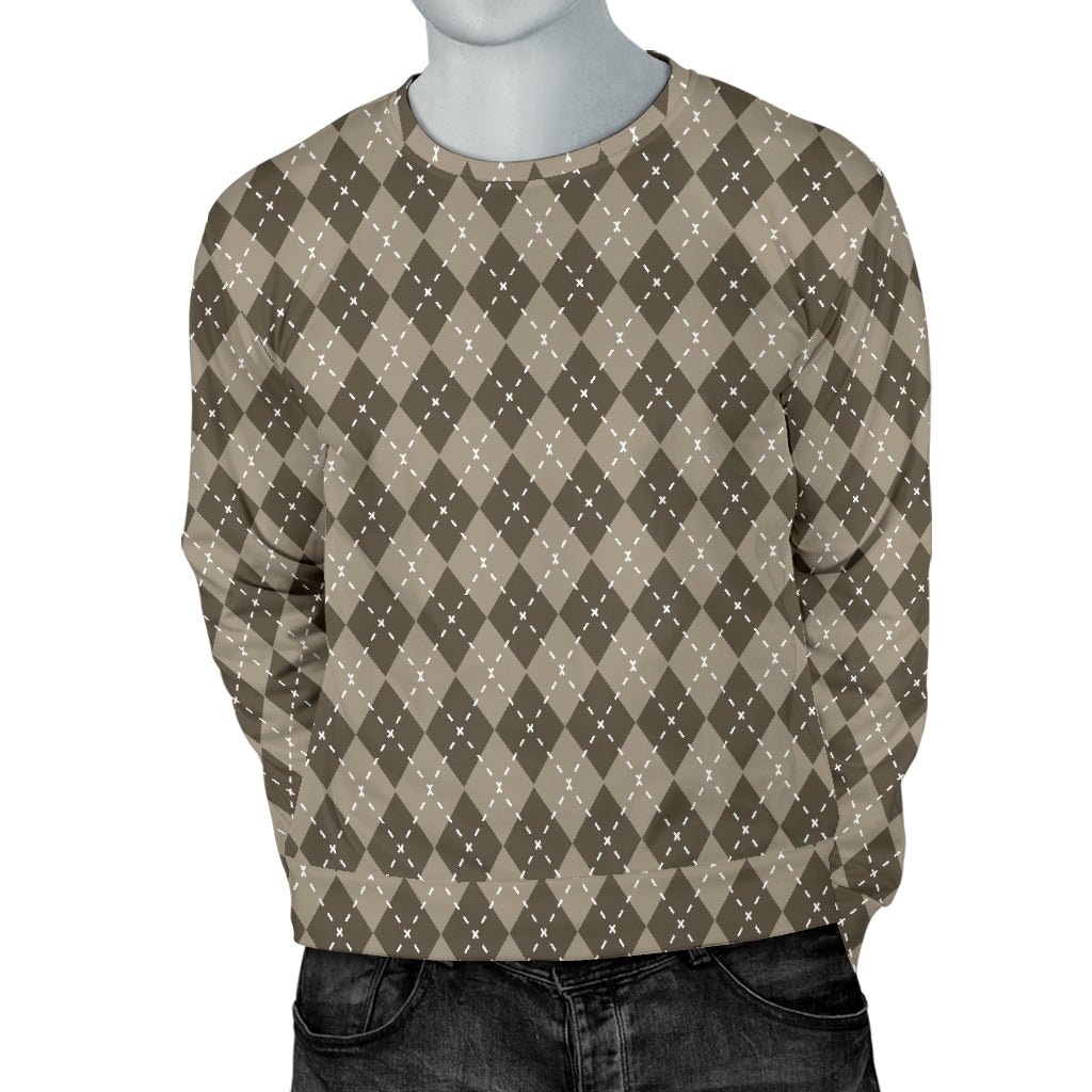 Chocolate Argyle Mens Sweater - Carbone's Marketplace