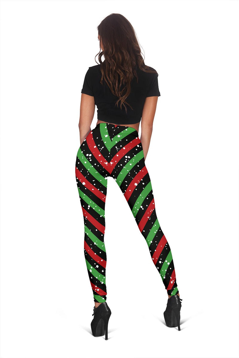 Christmas Candy Red Green Black Leggings - Carbone&