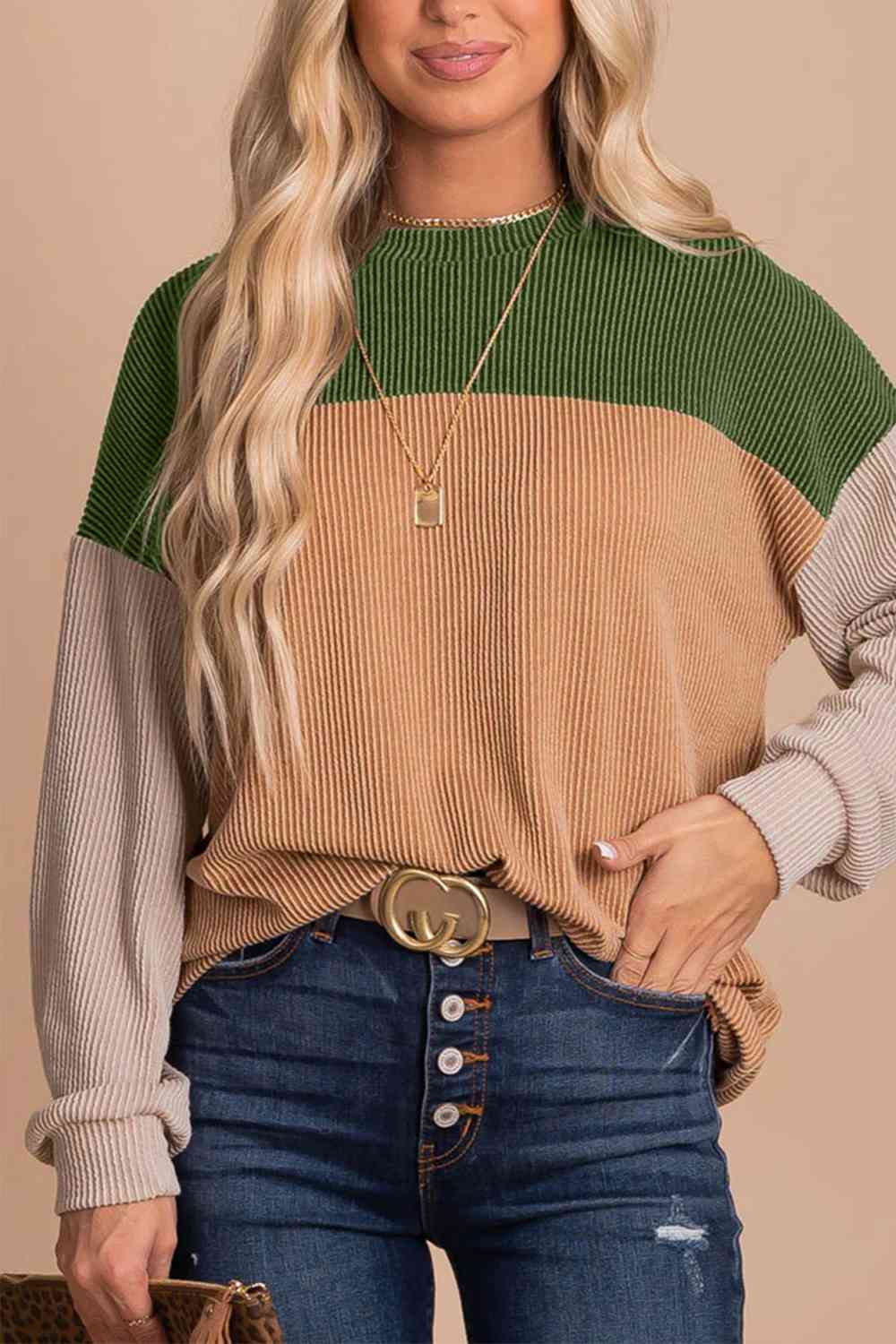 Color Block Dropped Shoulder T-Shirt - Carbone's Marketplace