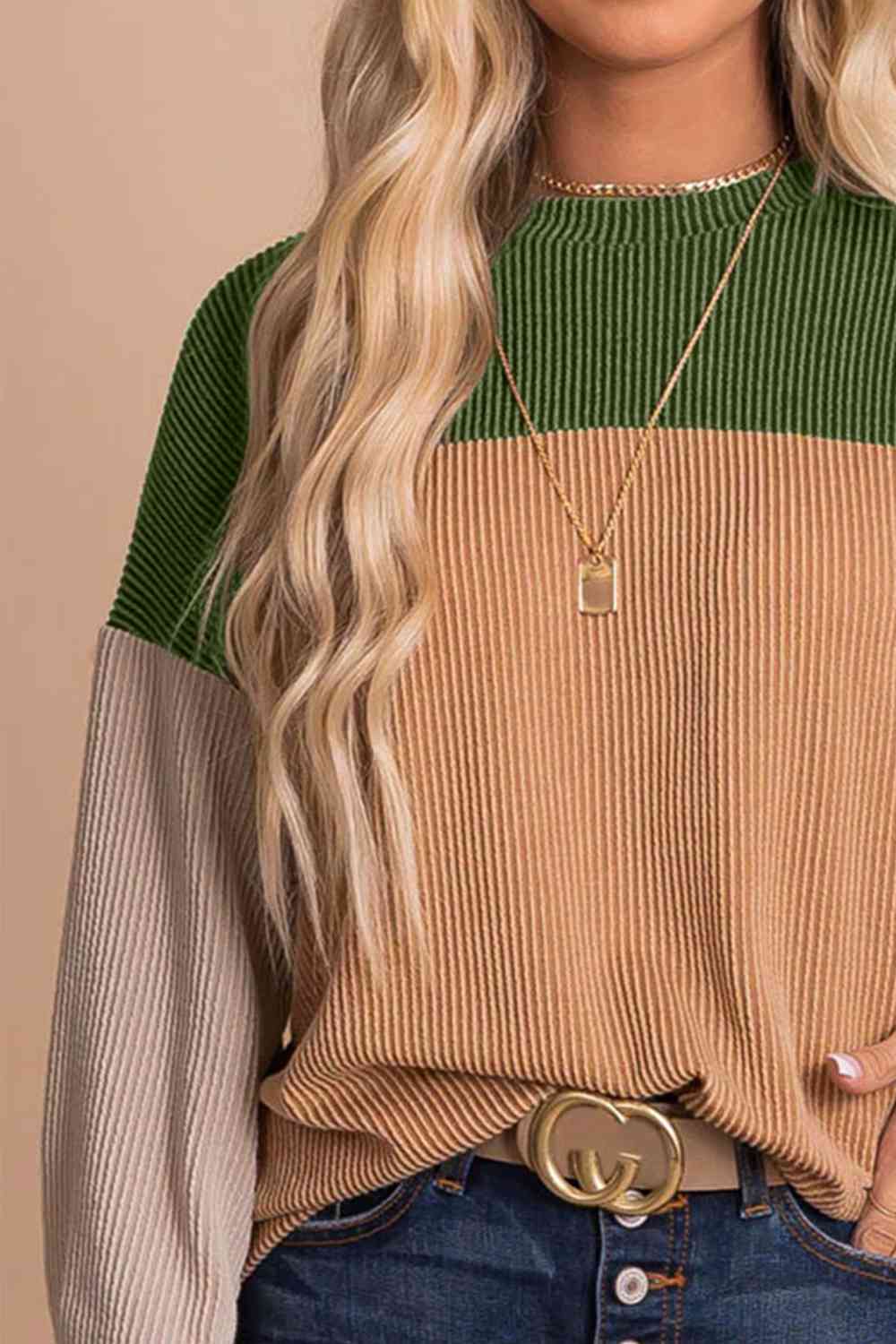 Color Block Dropped Shoulder T-Shirt - Carbone's Marketplace