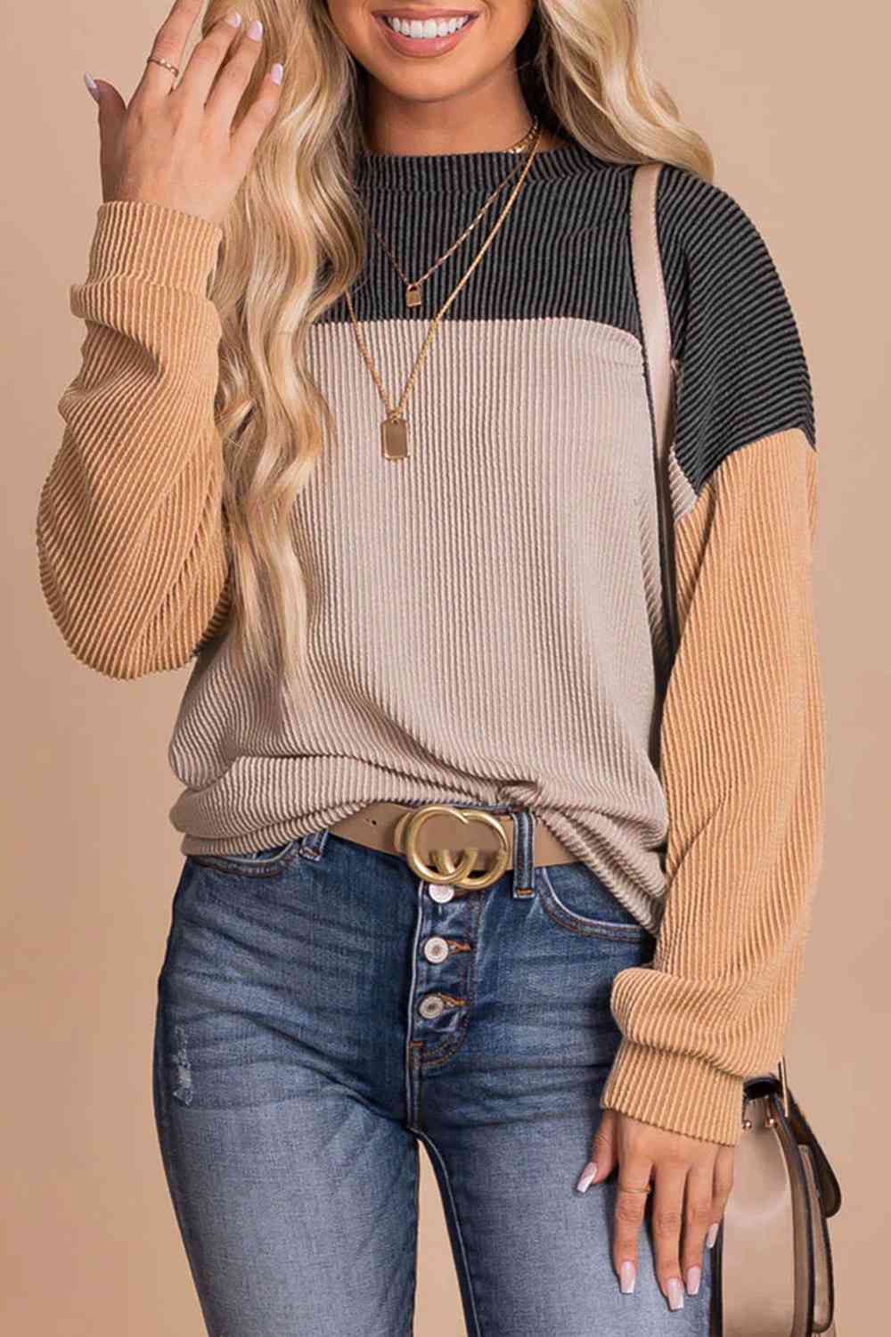 Color Block Dropped Shoulder T-Shirt - Carbone's Marketplace