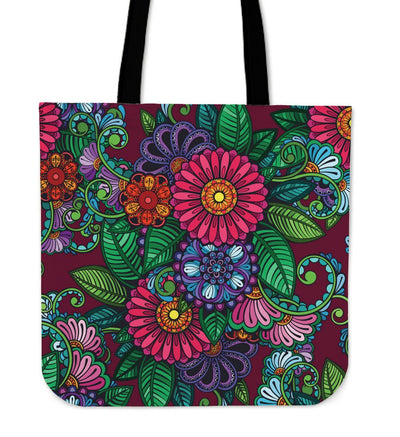 Colorful Henna Flowers Tote - Carbone's Marketplace