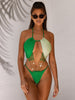 Contrast Halter Neck Chain Detail One-Piece Swimsuit - Carbone's Marketplace