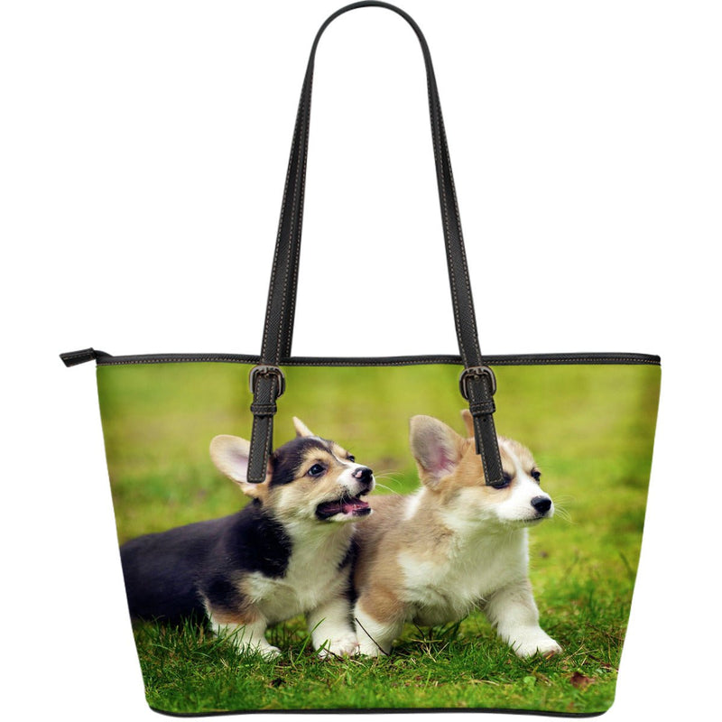 Corgi Dog Large Leather Handbag - Carbone&