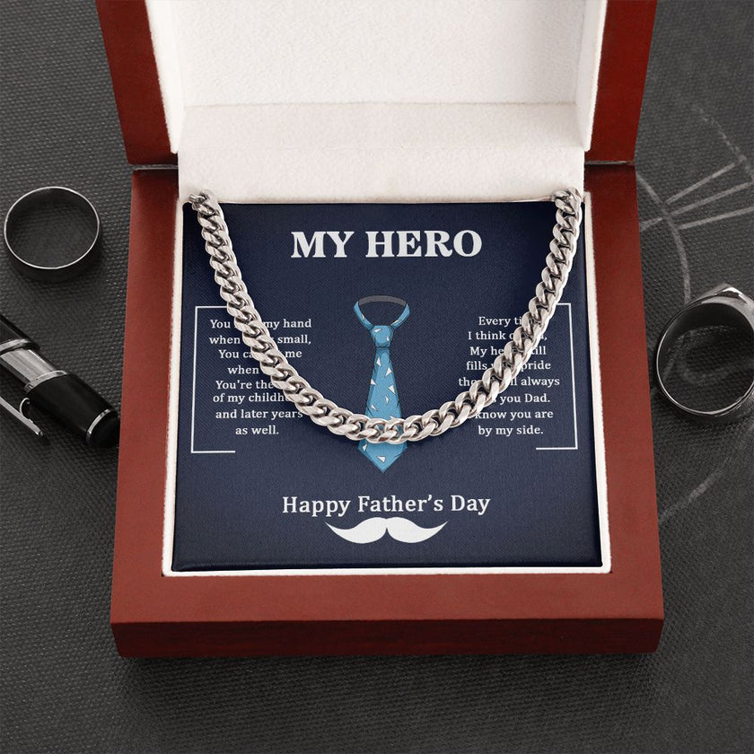 Cuban Link Chain Necklace - For Dad My Hero - Carbone's Marketplace