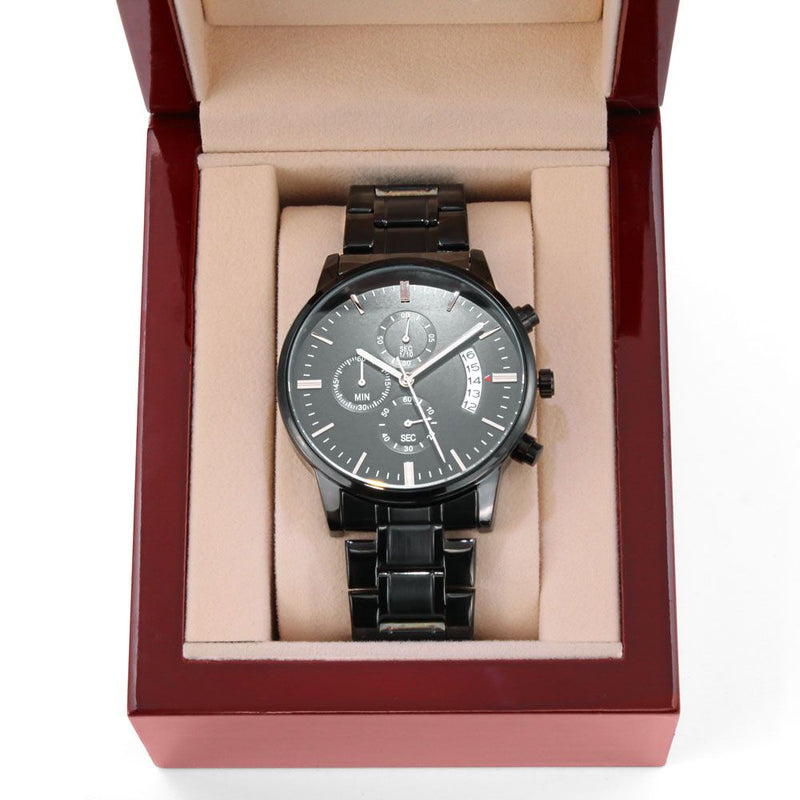 Custom Personalized Black Chronographic Watch - Carbone&