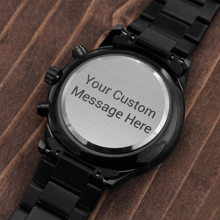 Custom Personalized Black Chronographic Watch - Carbone's Marketplace