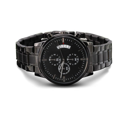 Custom Personalized Black Chronographic Watch - Carbone's Marketplace