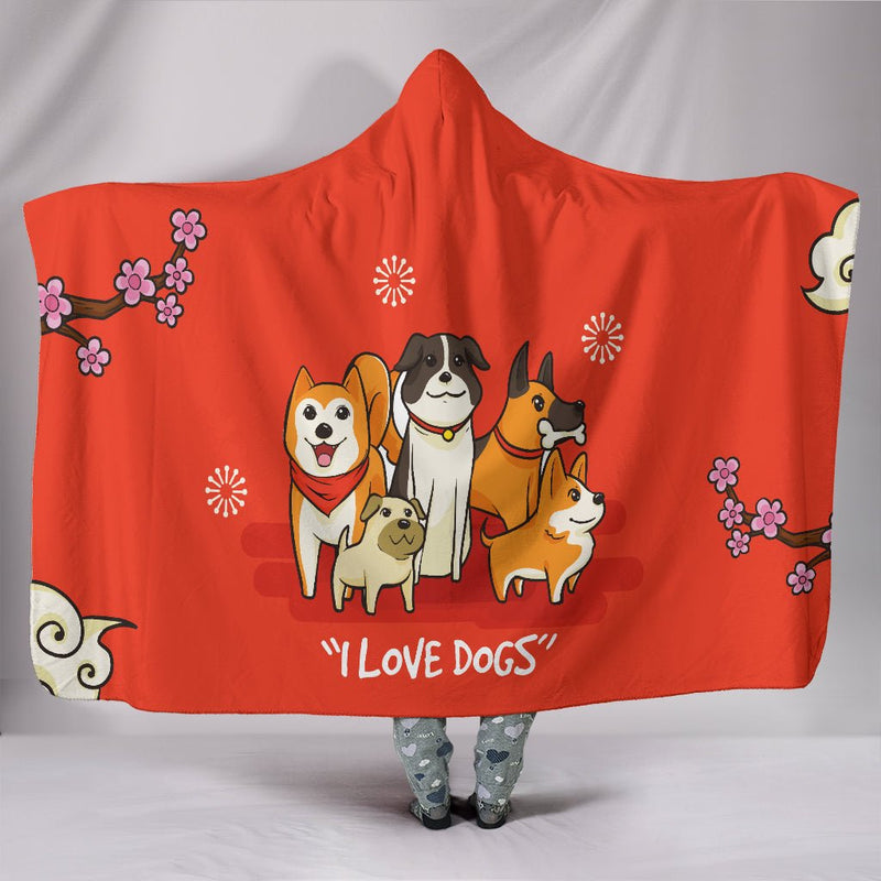 Customized Hoodie Blanket - Love Dogs - Carbone&