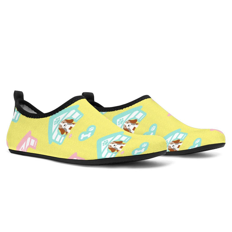 Cute Bassett Hound Puppy Aqua Shoes - Carbone&