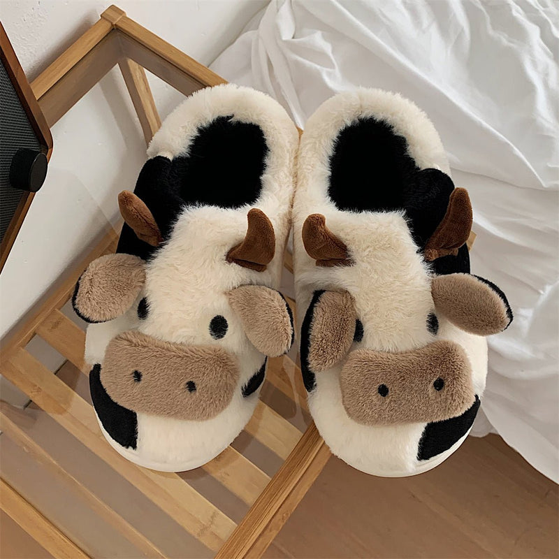 Cute Cow Animal Soft Slippers - Carbone&