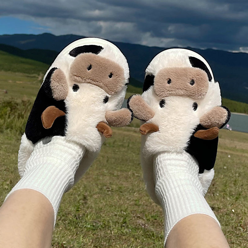 Cute Cow Animal Soft Slippers - Carbone&