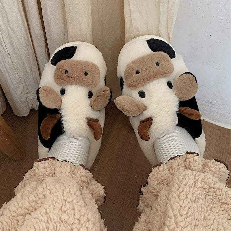 Cute Cow Animal Soft Slippers - Carbone&