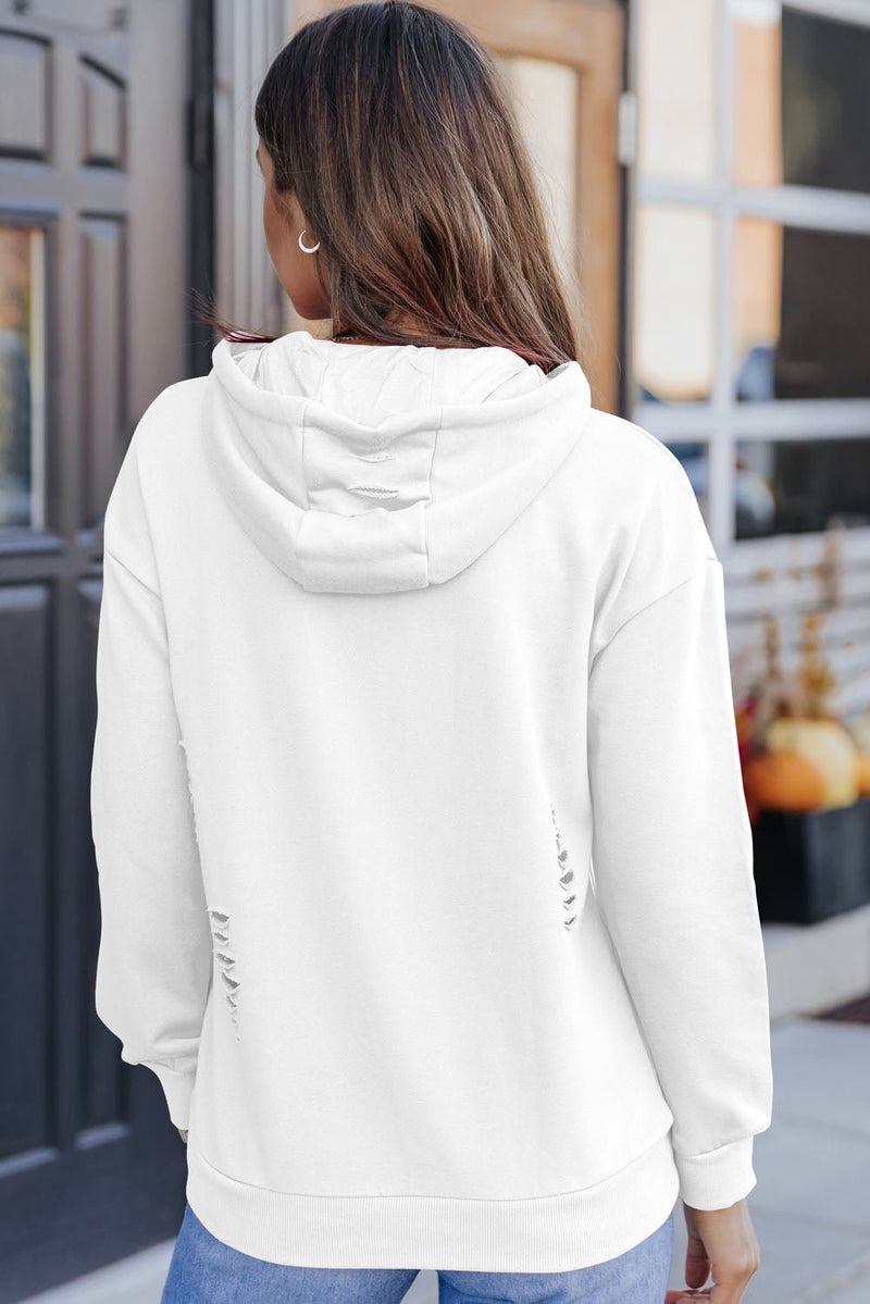 Cutout Dropped Shoulder Hoodie - Carbone&