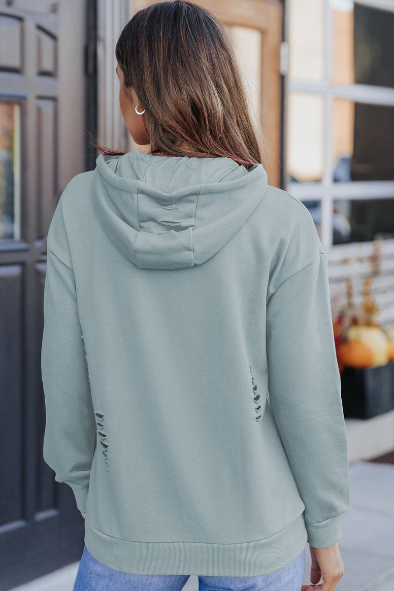 Cutout Dropped Shoulder Hoodie - Carbone&