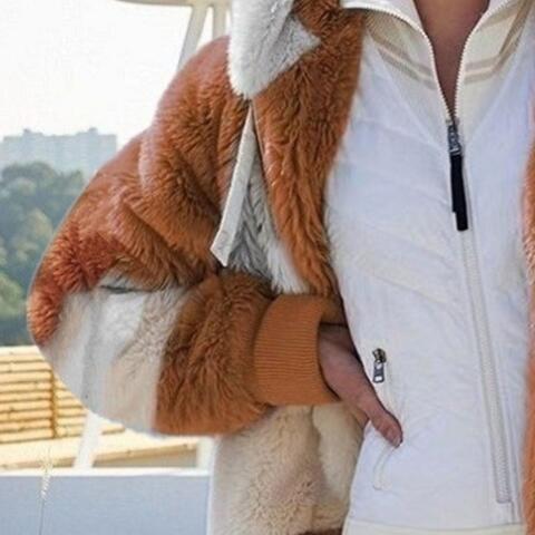 Trendy Color Block Zip-Up Hooded Jacket for Fashion-Forward Style