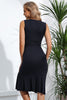 Decorative Button Split Ribbed Sleeveless Knit Dress - Carbone's Marketplace