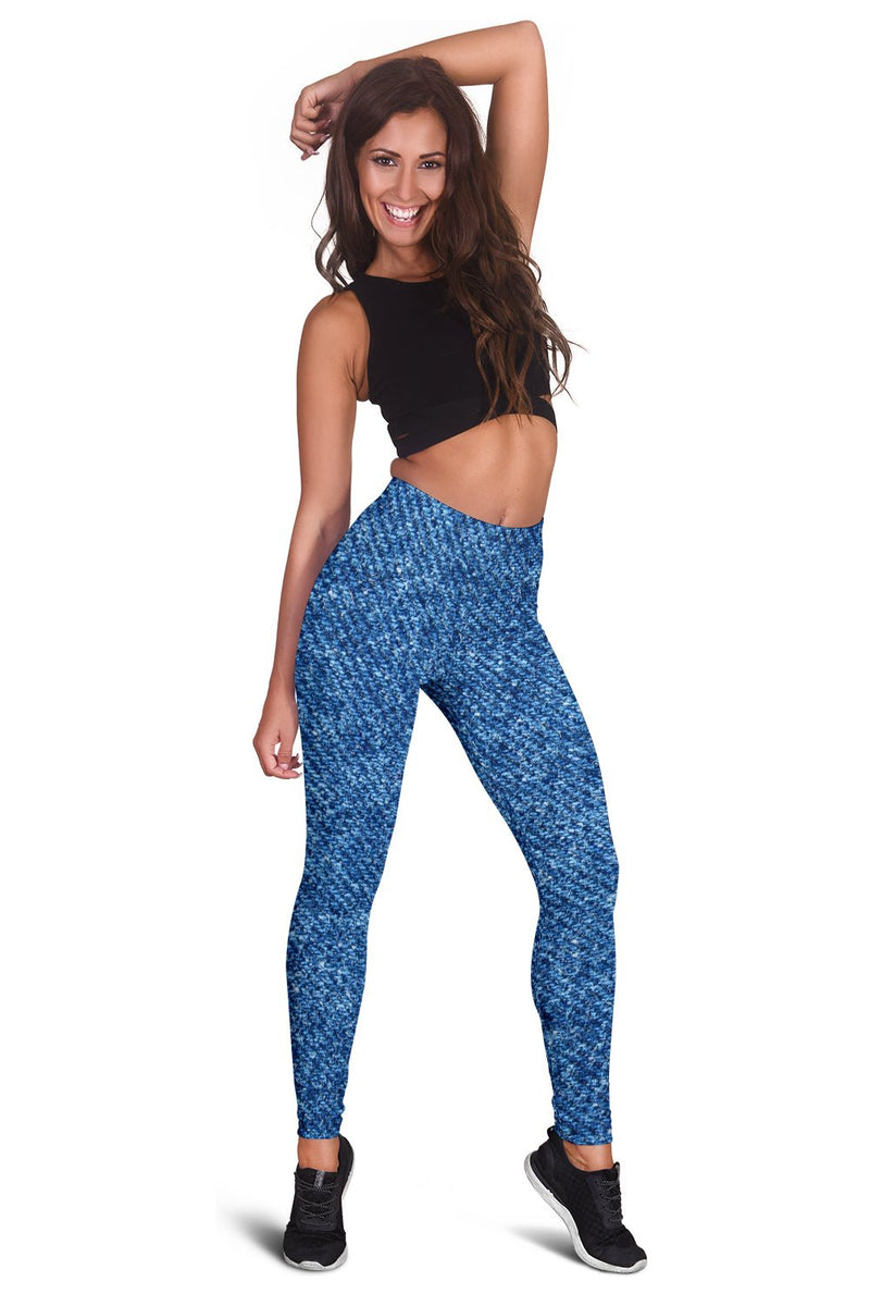 Denim Print Fashion Leggings - Carbone&