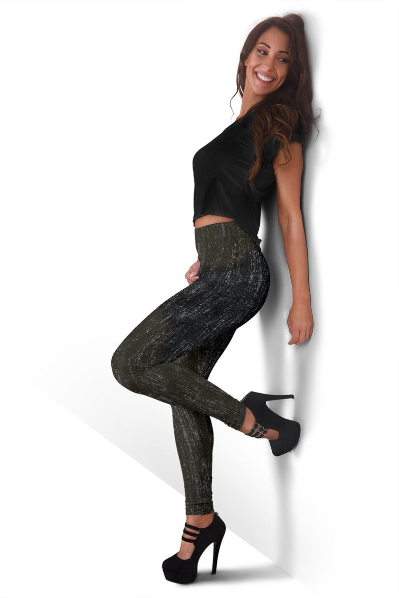 Distressed Camo Leggings With Grunge Camouflage - Carbone&