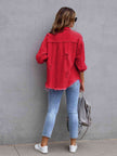 Distressed Drop Shoulder Denim Jacket - Carbone's Marketplace