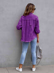 Distressed Drop Shoulder Denim Jacket - Carbone's Marketplace