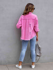 Distressed Drop Shoulder Denim Jacket - Carbone's Marketplace