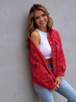 Distressed Drop Shoulder Denim Jacket - Carbone's Marketplace