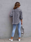 Distressed Drop Shoulder Denim Jacket - Carbone's Marketplace