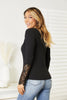 Double Take Crochet Lace Hem Sleeve Button Top - Carbone's Marketplace