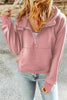 Double Take Half-Zip Thumbhole Sleeve Hoodie - Carbone's Marketplace