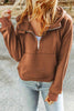 Double Take Half-Zip Thumbhole Sleeve Hoodie - Carbone's Marketplace