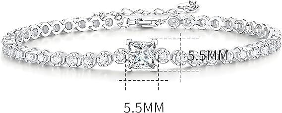 Moissanite Bracelet S925 Sterling Silver White Gold-Plated Tennis Bracelet - Carbone&