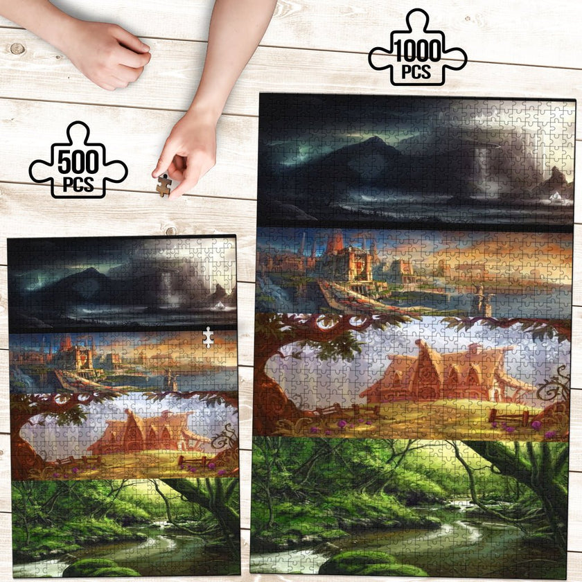 Elf Fantasy Village Jigsaw Puzzle - Carbone's Marketplace