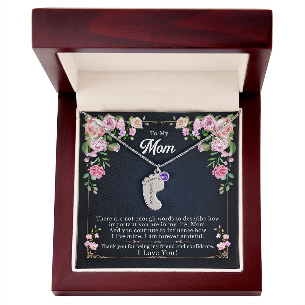 Engraves Baby Foot With Birthstone Necklace - Carbone's Marketplace