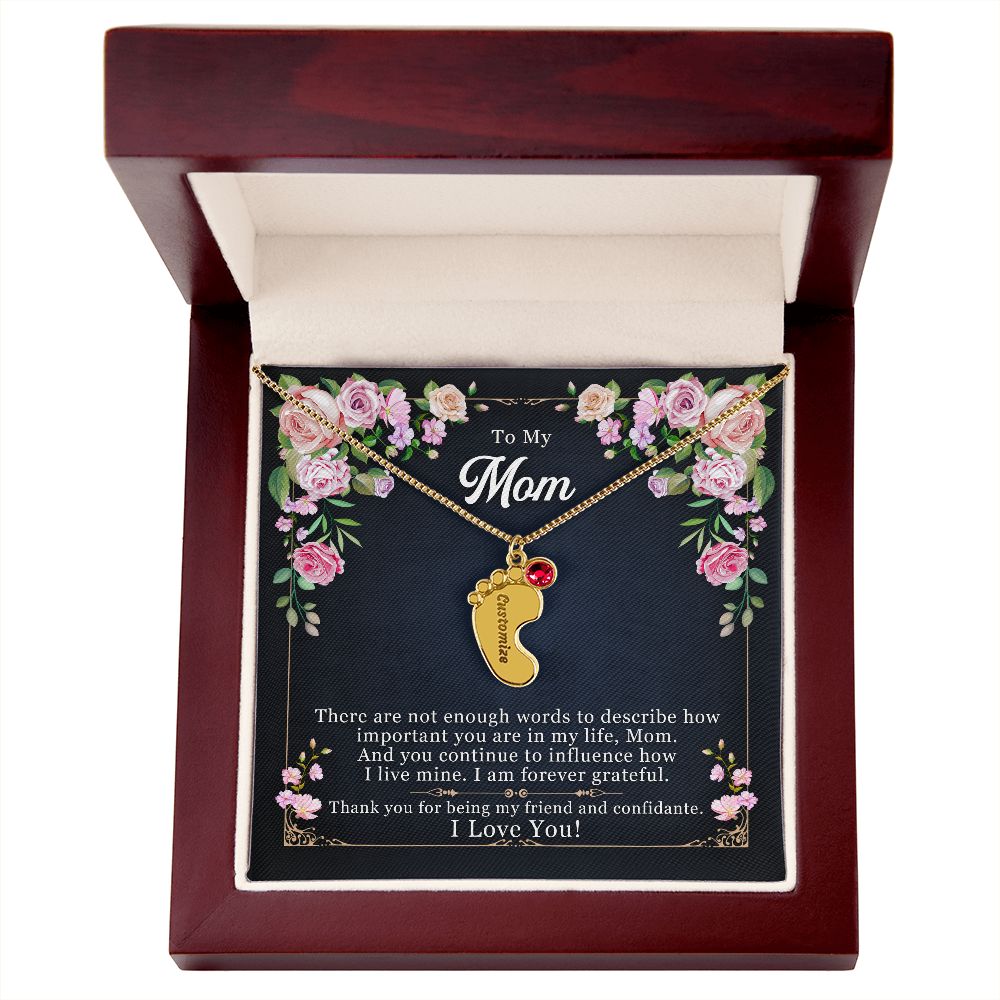 Engraves Baby Foot With Birthstone Necklace - Carbone's Marketplace