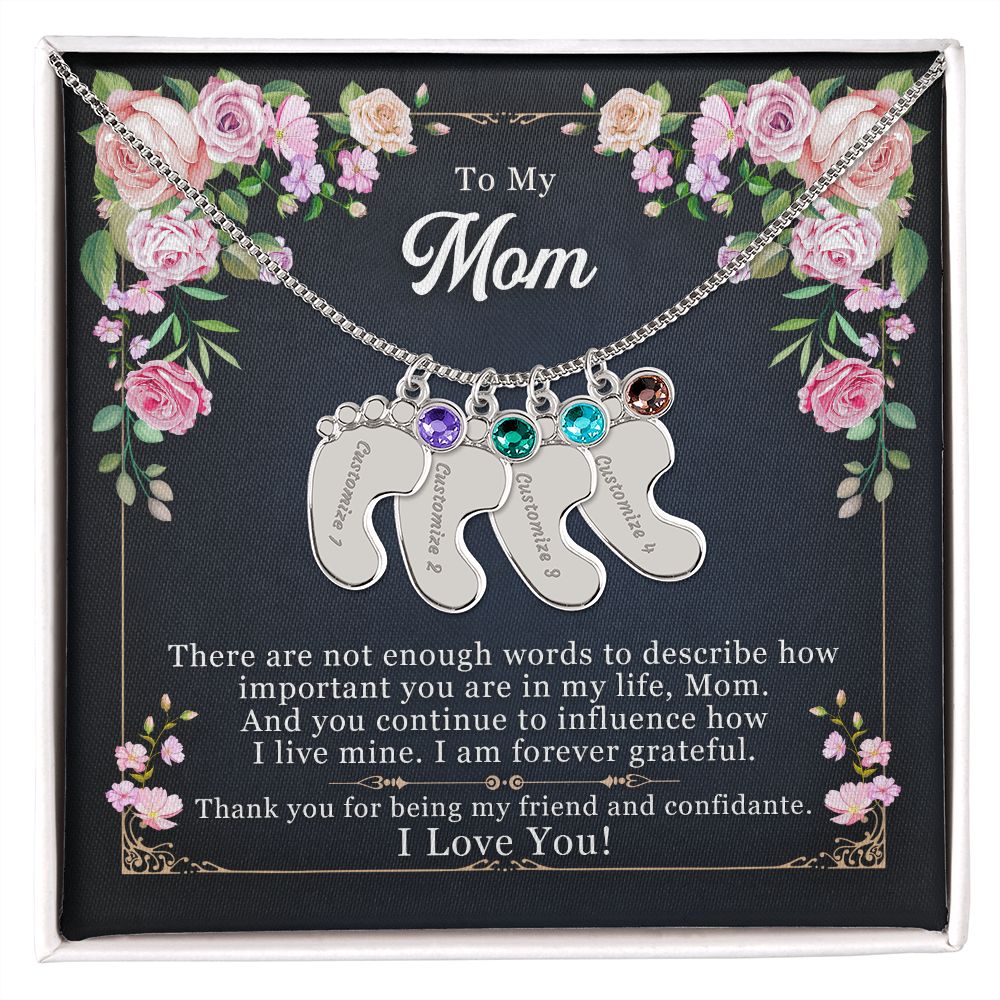 Engraves Baby Foot With Birthstone Necklace - Carbone's Marketplace