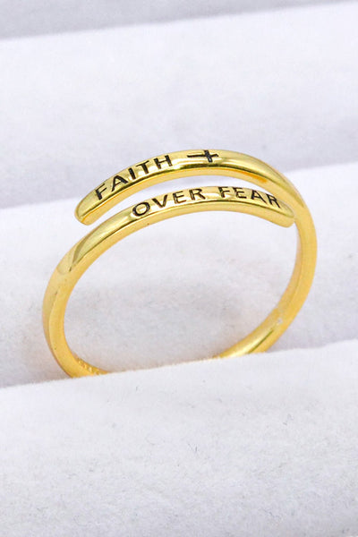 FAITH OVER FEAR Bypass Ring - Carbone's Marketplace