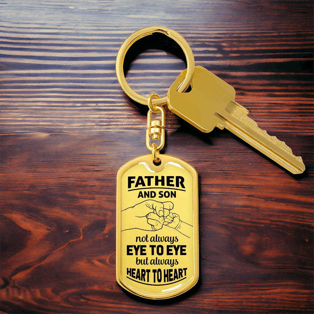 Father and Son Not Always Eye to Eye but Always Heart to Heart -Dog Tag - Carbone's Marketplace